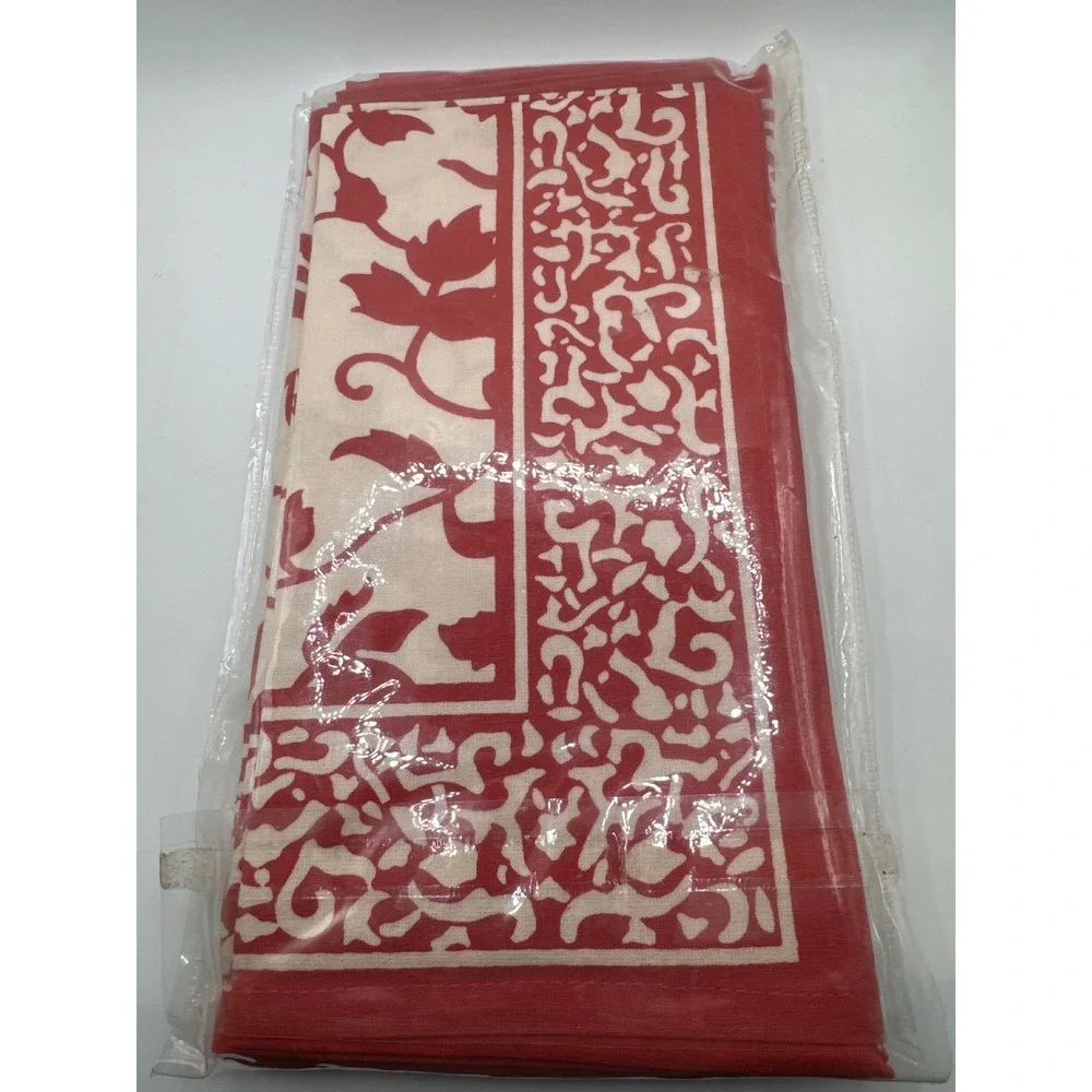 Ridgefield Home Red Cream Floral Cotton Napkins Set of 4 20x20 Square India New